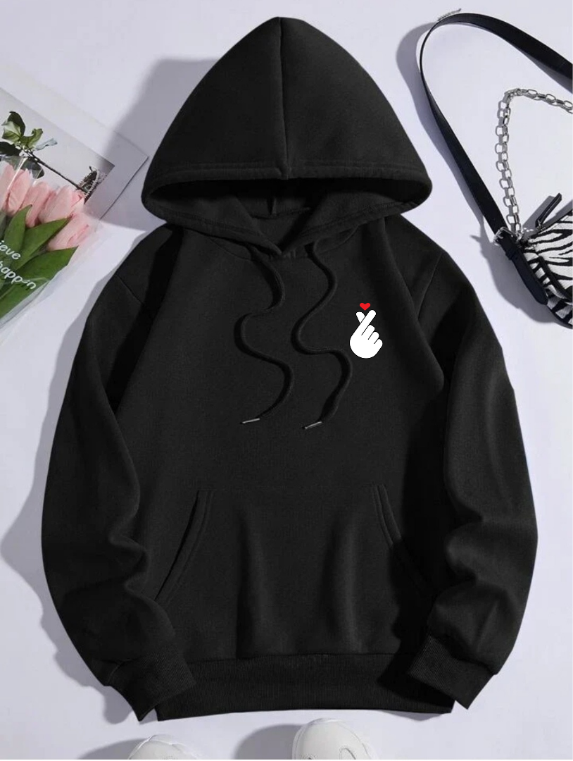 Love Print Zipper Hoodie