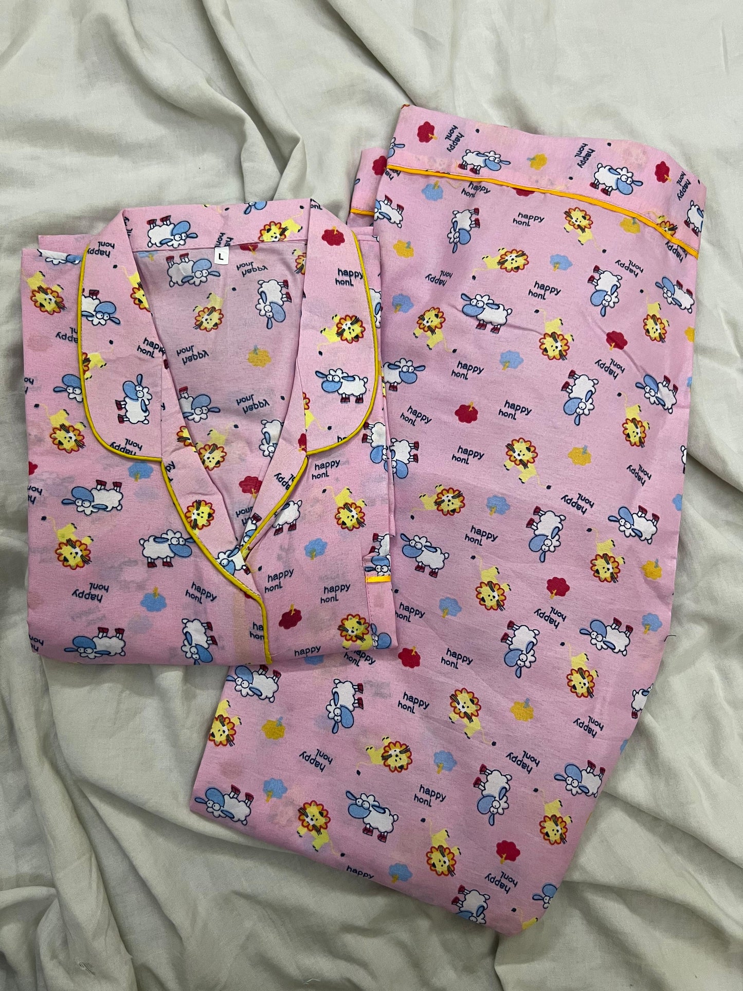 Cute pink cows printed cotton pj suit