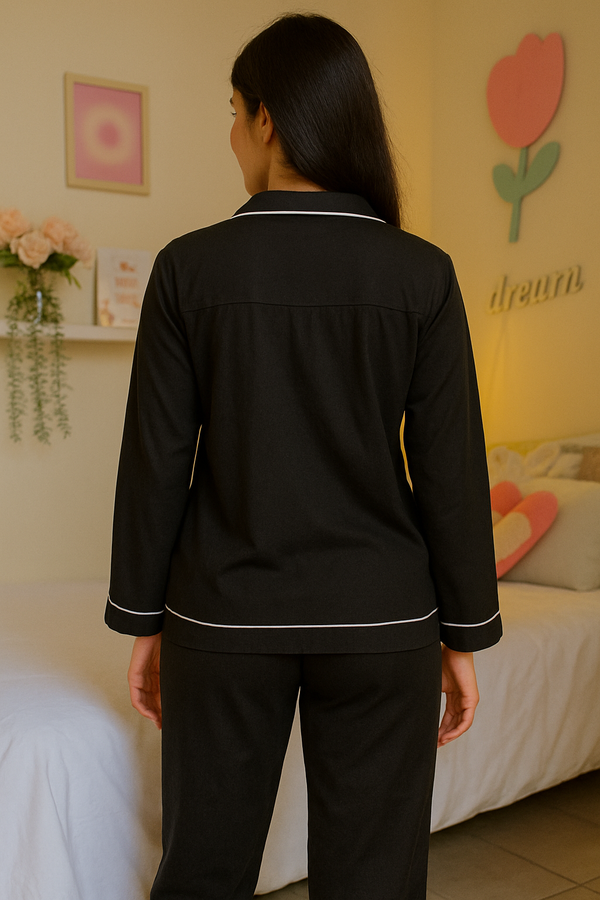 Black summers silk pj suit