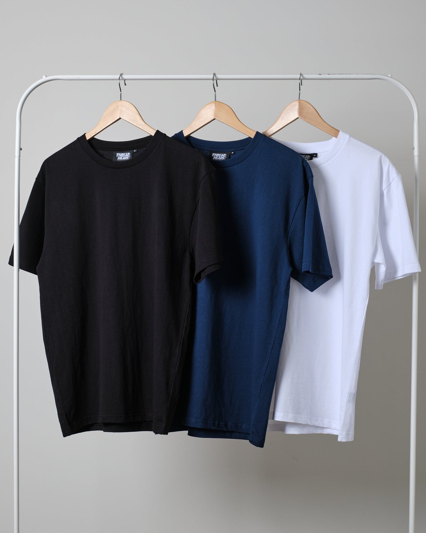 Pack of three plain oversize drop shoulder t-shirts (black - blue- white)