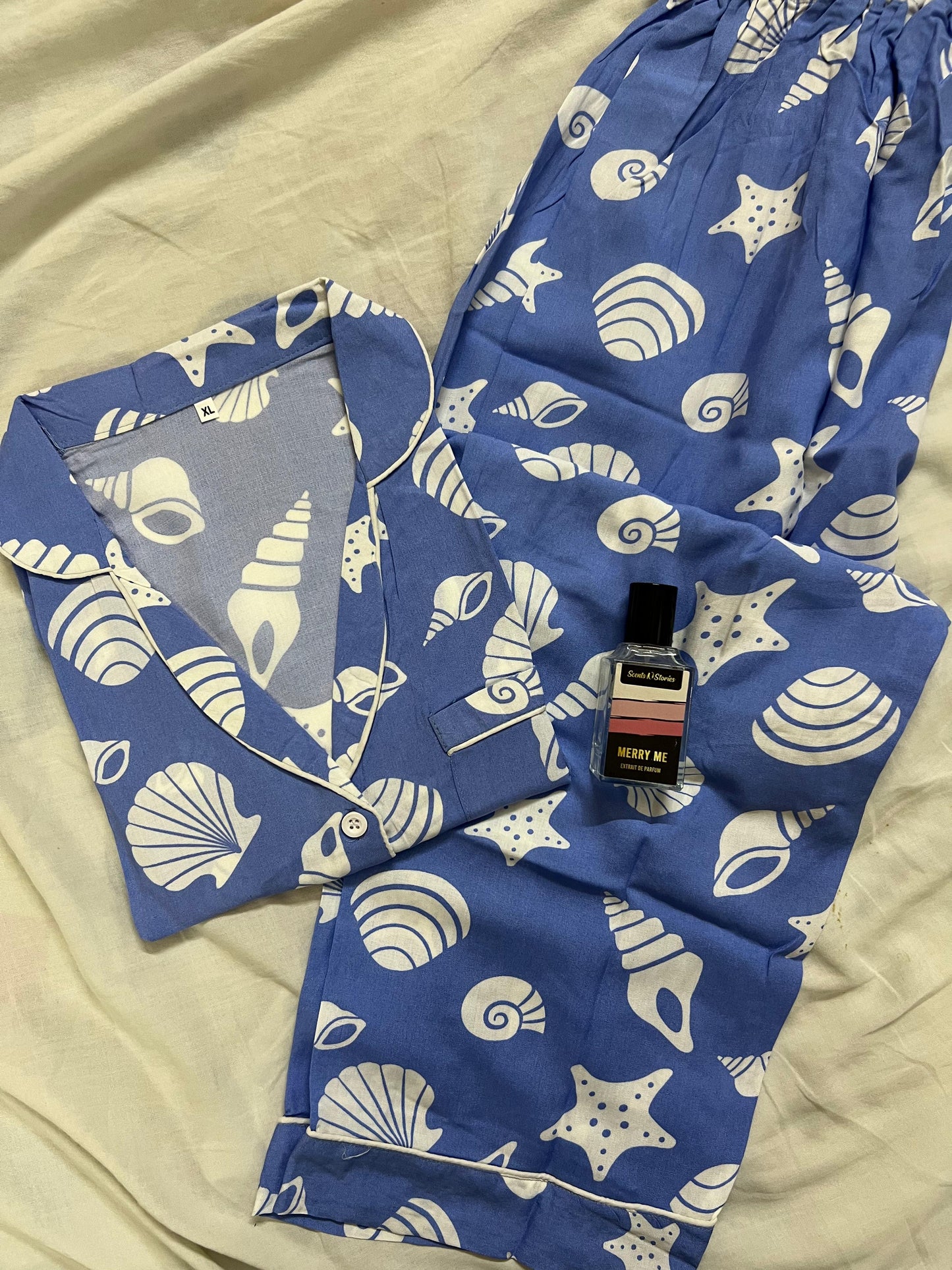 Sea shells summer linen pj suit