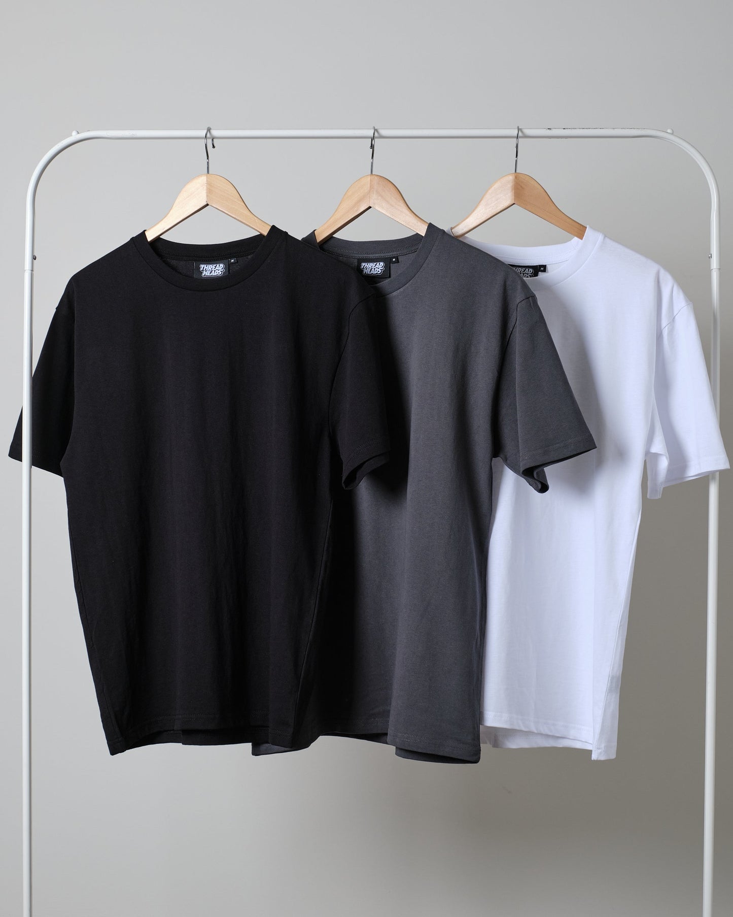 Pack of three plain oversize drop shoulder t-shirts (black - grey- white)