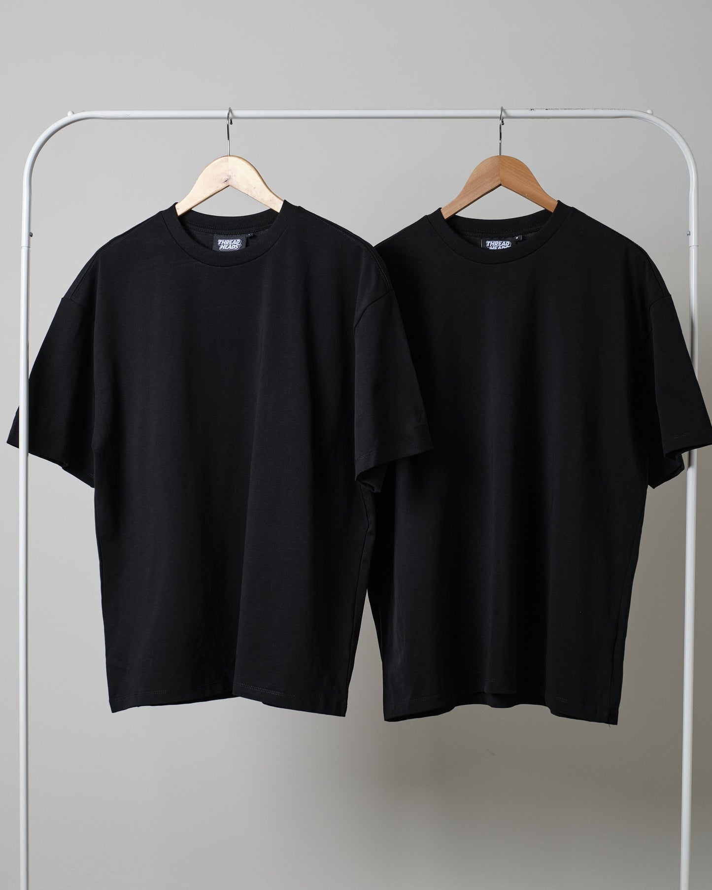 Pack of two plain oversize drop shoulder t-shirts (black - black)