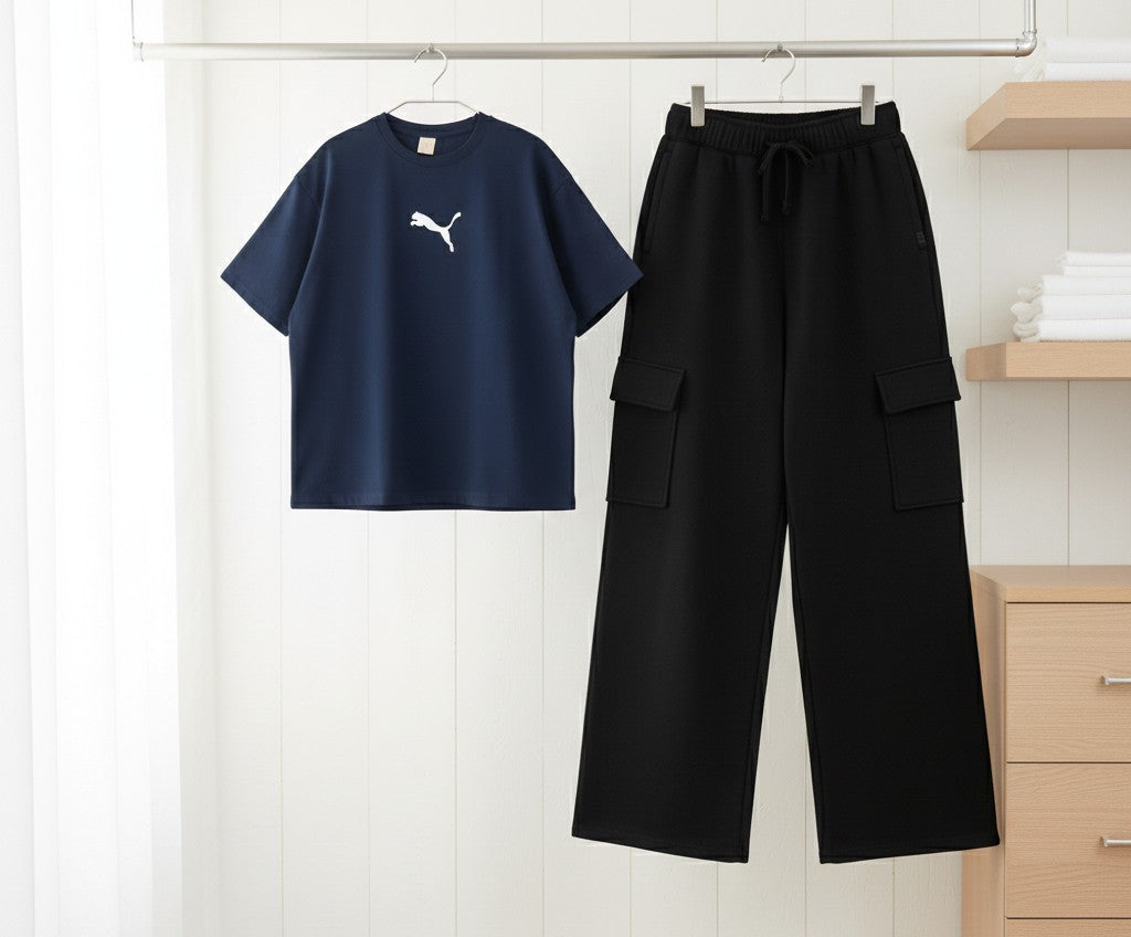 Blue PMA Tshirt with cargo trouser set
