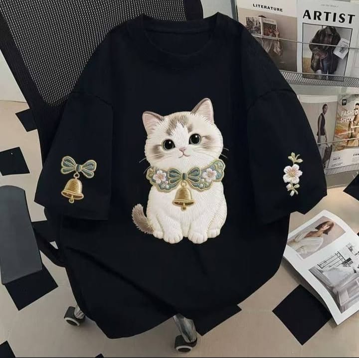 Black ( CAT ) oversize drop shoulder t-shirts