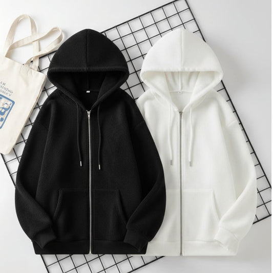 🔥MEGA SALE🔥Pack of 2 Zipper Hoodie (Black - White)