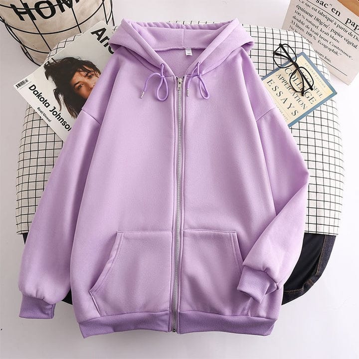 Lilac Zipper Hoodie (Light Purple)