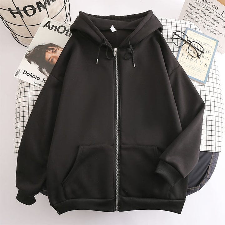 Black Zipper Hoodie