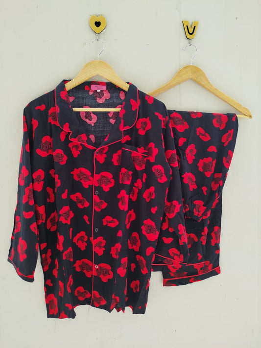Red Blast Pyjamas With Free Scurnchi.