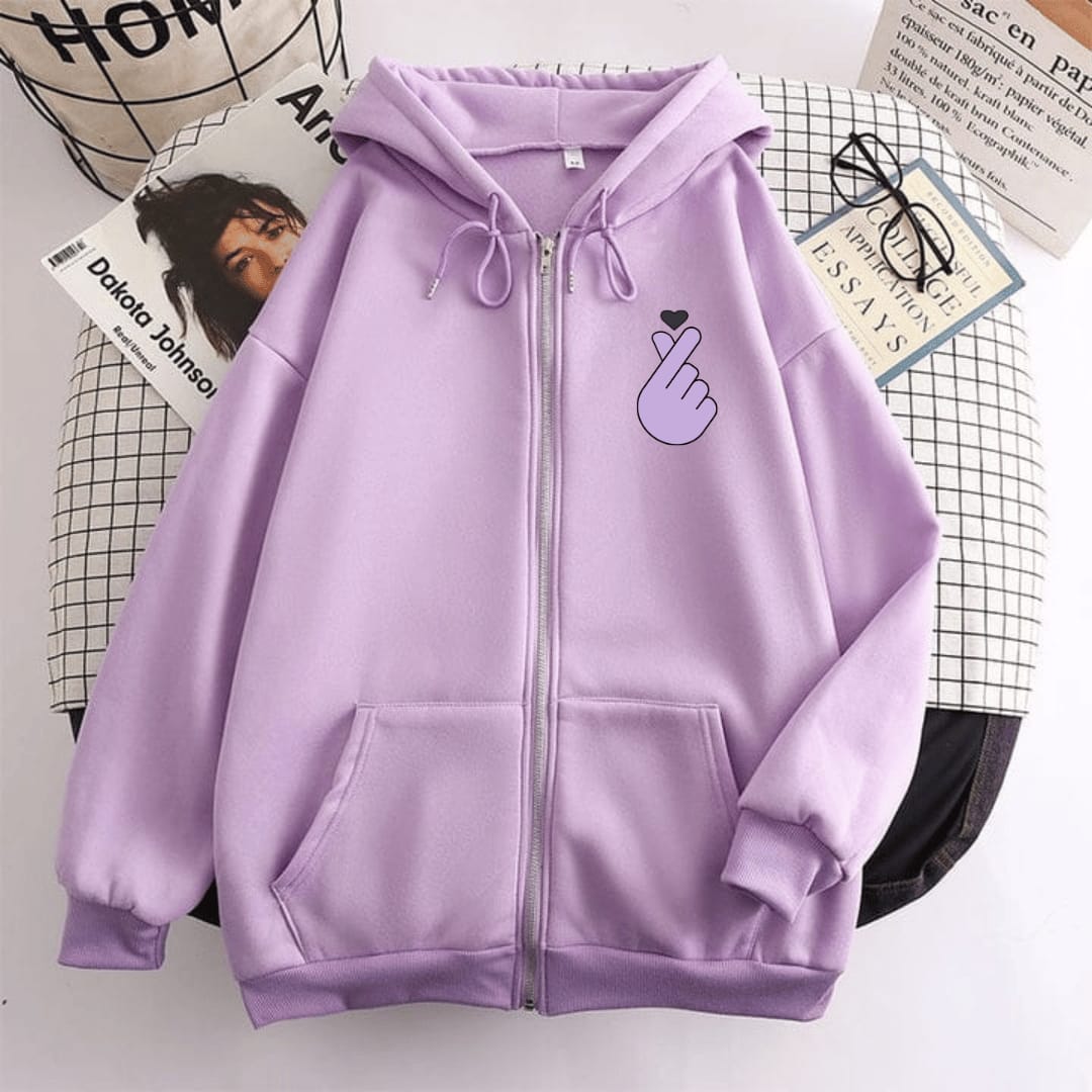 Love Print Zipper Hoodie