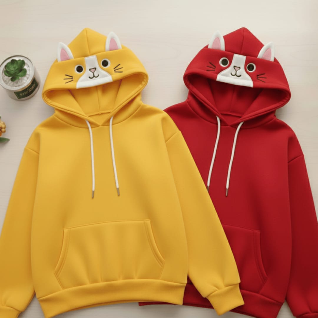 🔥MEGA SALE🔥Pack of 2: Yellow-Red MEOW Hoodie Jacket