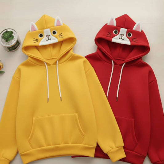 🔥MEGA SALE🔥Pack of 2: Yellow-Red MEOW Hoodie Jacket