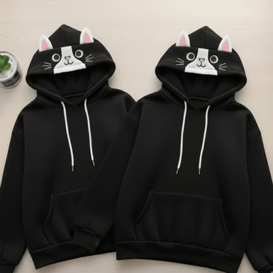 🔥MEGA SALE🔥Pack of 2: Black-Black MEOW Hoodie Jacket