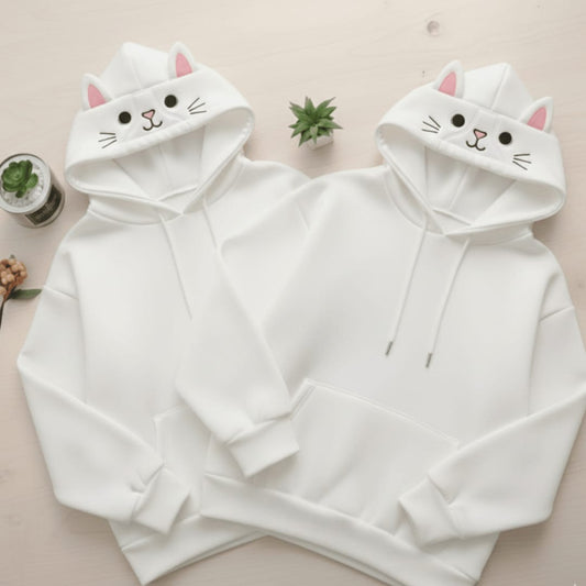 🔥MEGA SALE🔥Pack of 2: White-White MEOW Hoodie Jacket