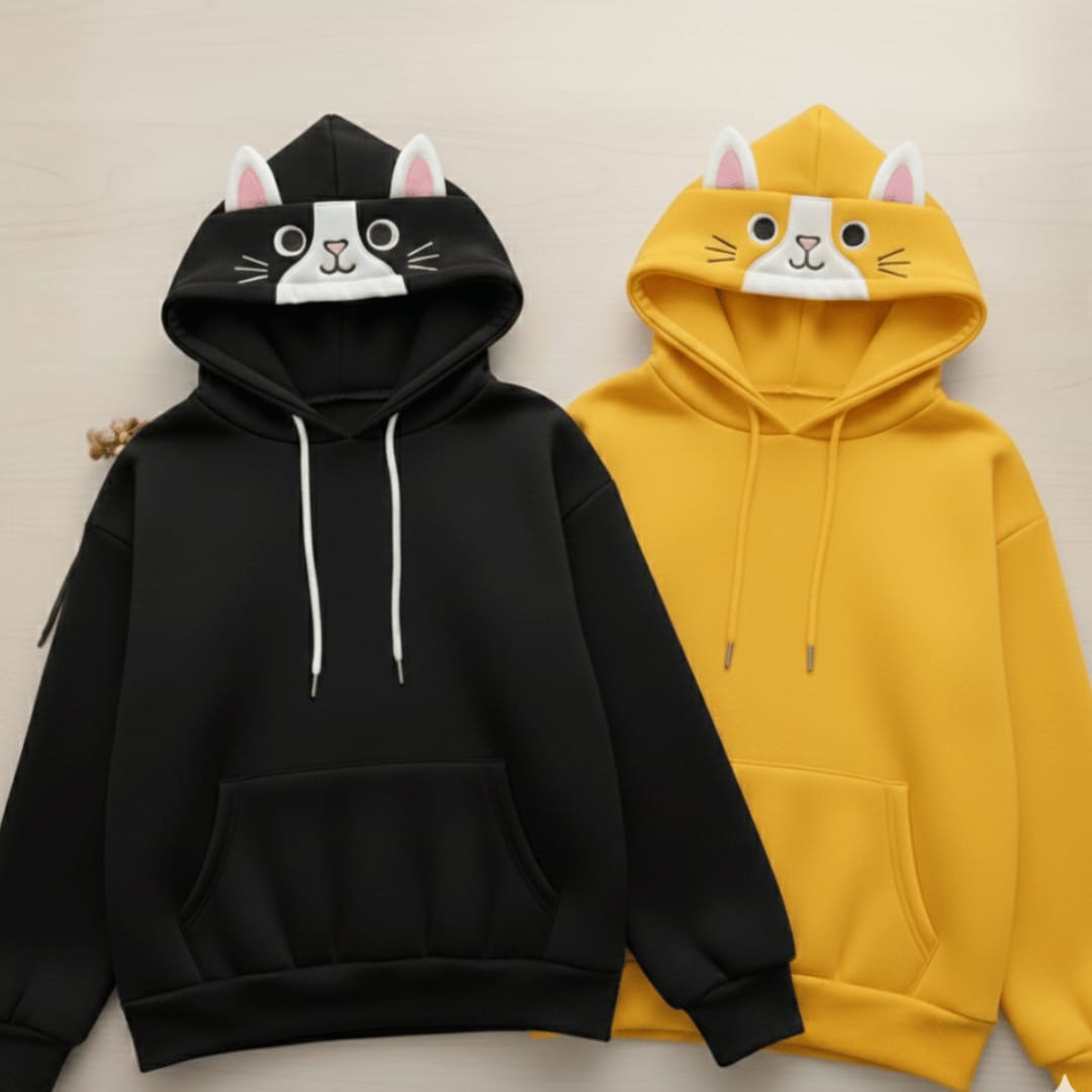 🔥MEGA SALE🔥Pack of 2: Black-Yellow MEOW Hoodie Jacket