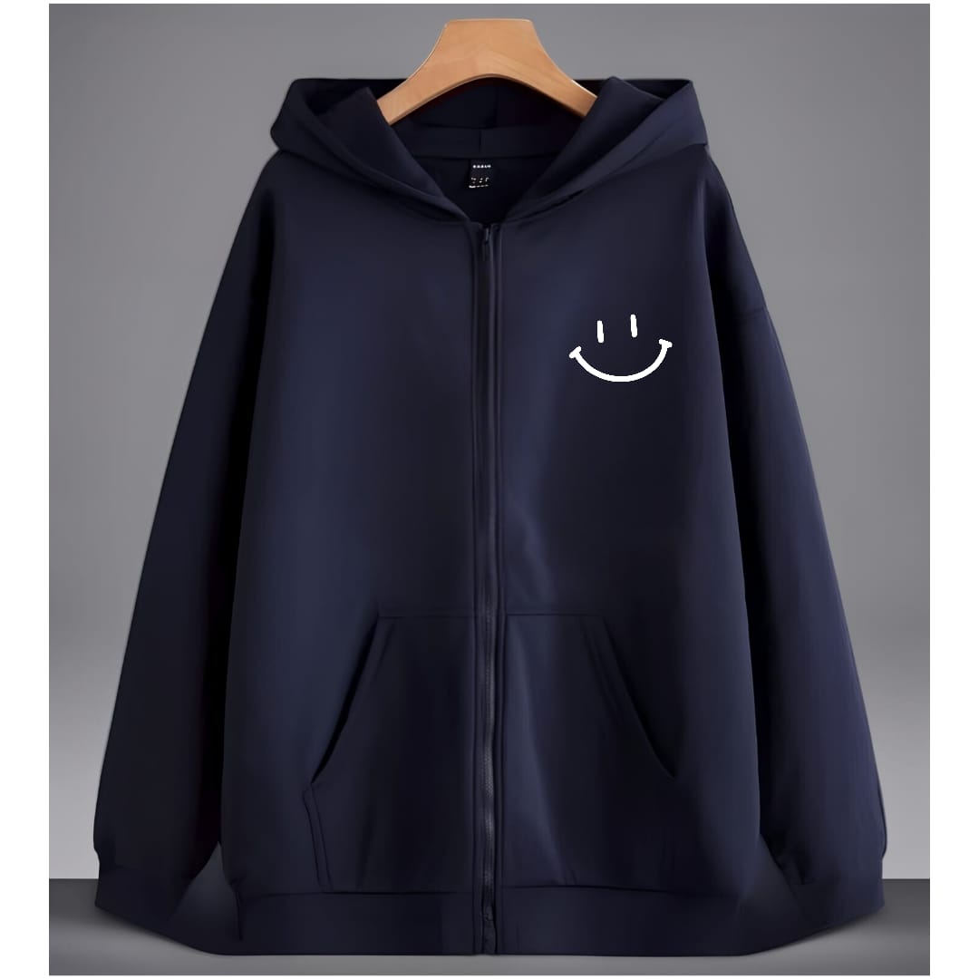 Smile Print Zipper Hoodie