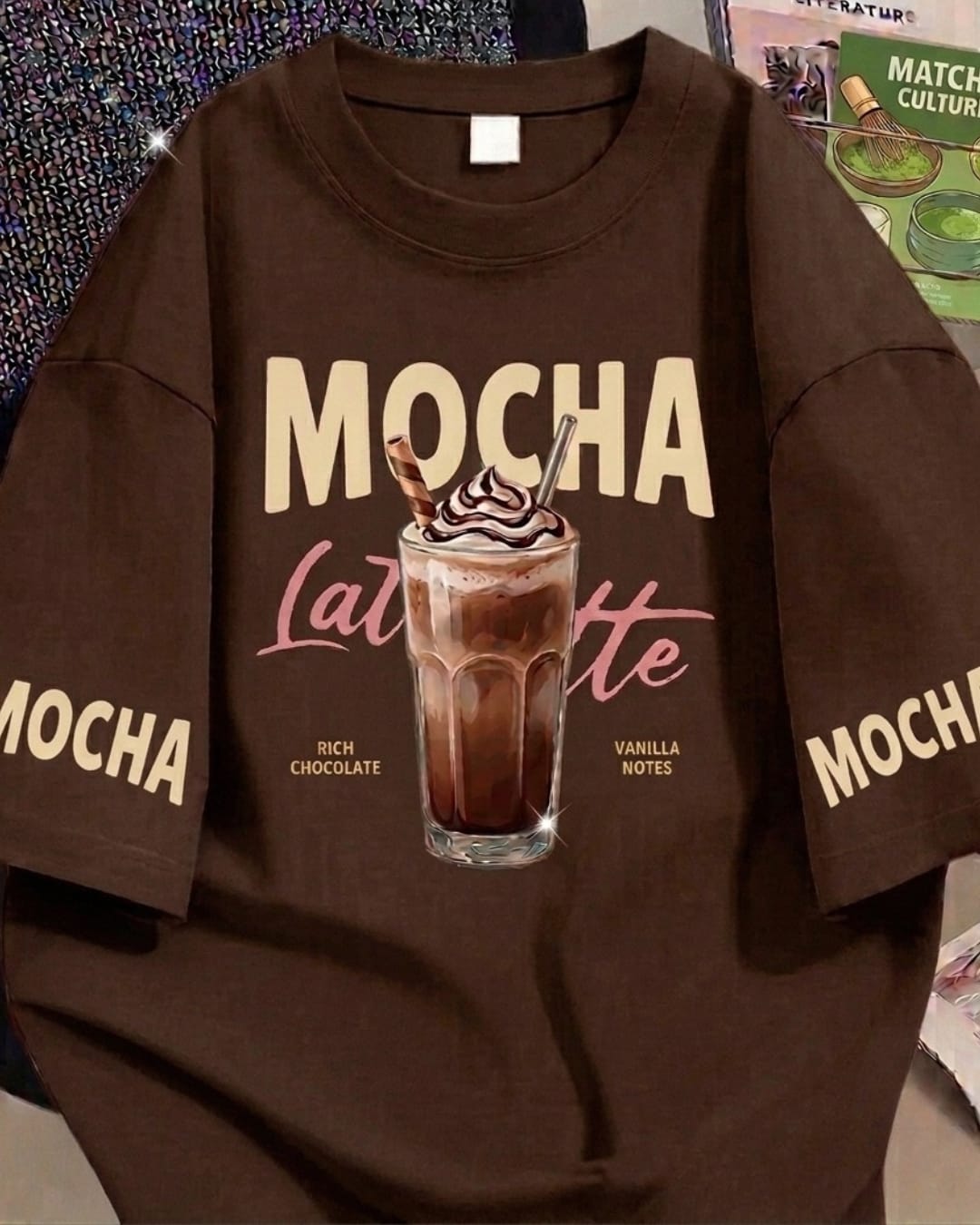 Brown (Mocha) oversize drop shoulder t-shirt