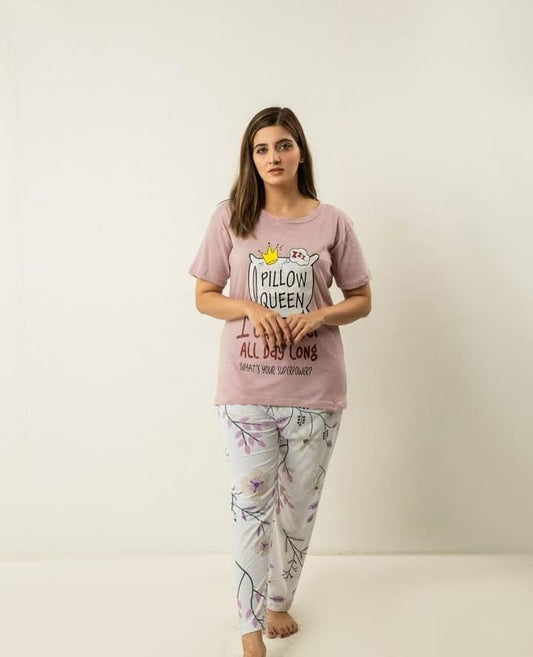 Peach Cotton Jersey NightSuit