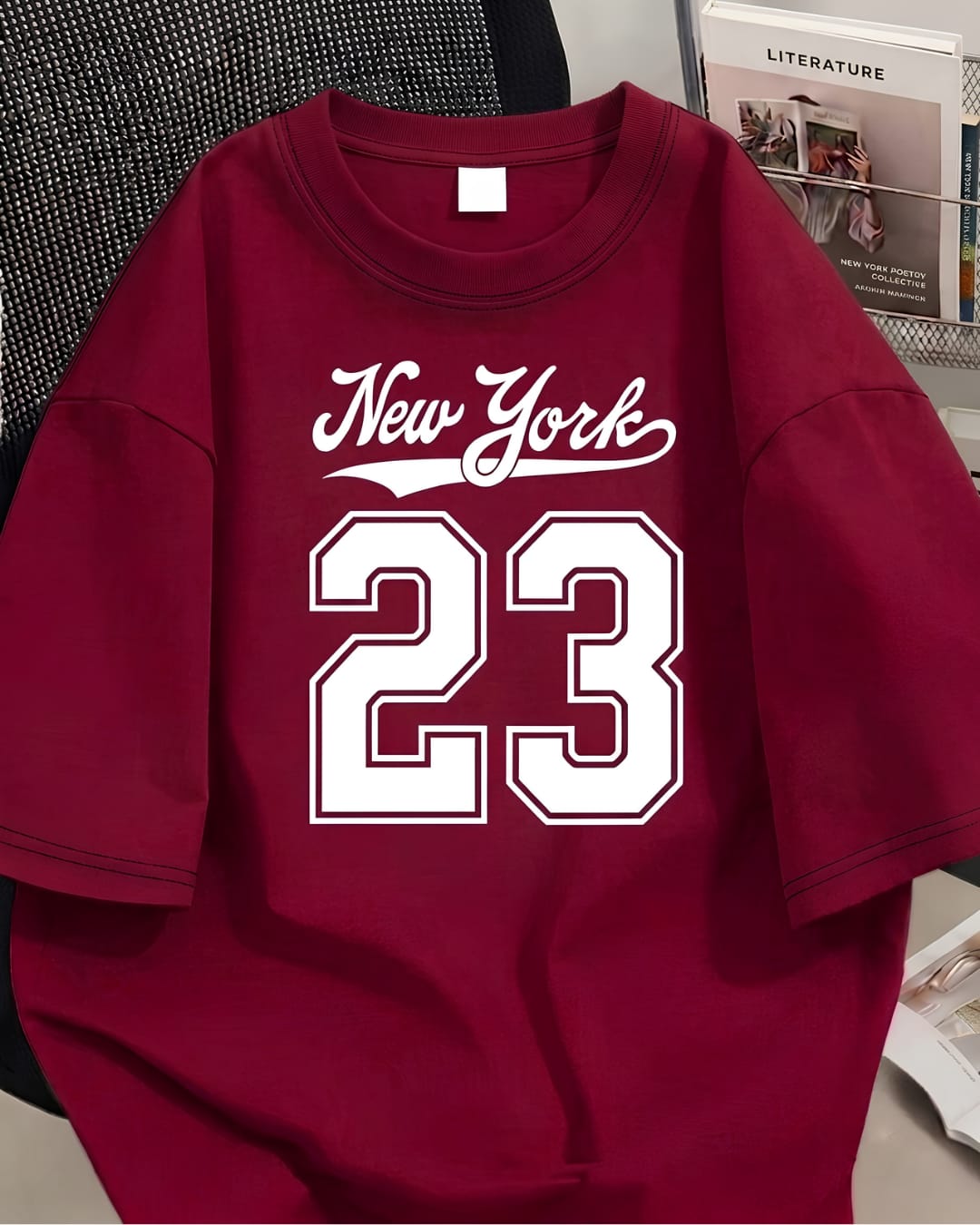 Maroon (23) oversize drop shoulder t-shirt
