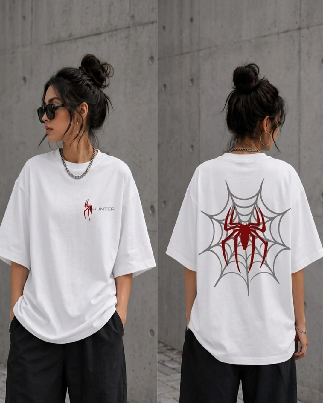 White (Spidy) oversize drop shoulder t-shirt