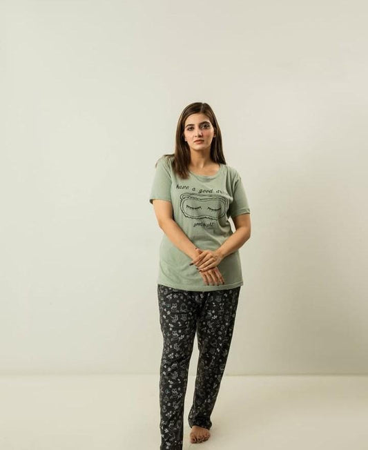 Green Cotton Jersey NightSuit
