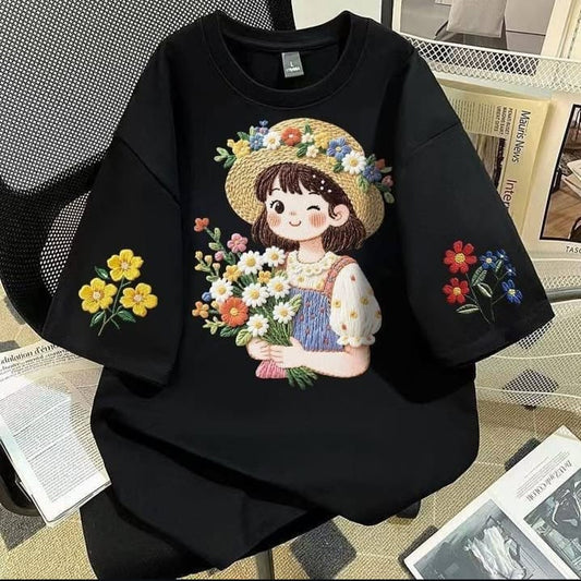 Black (Cap Doll) oversize drop shoulder t-shirts