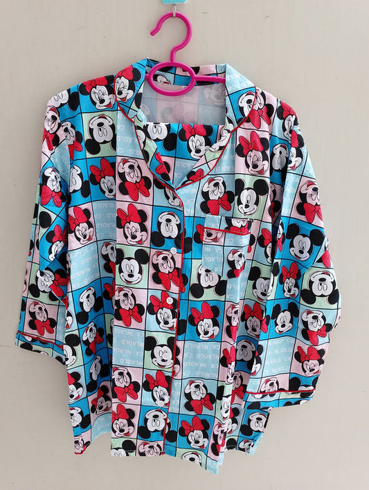 Multi mickey mouse summer linen pj suit