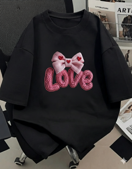 Black (love) oversize drop shoulder t-shirt