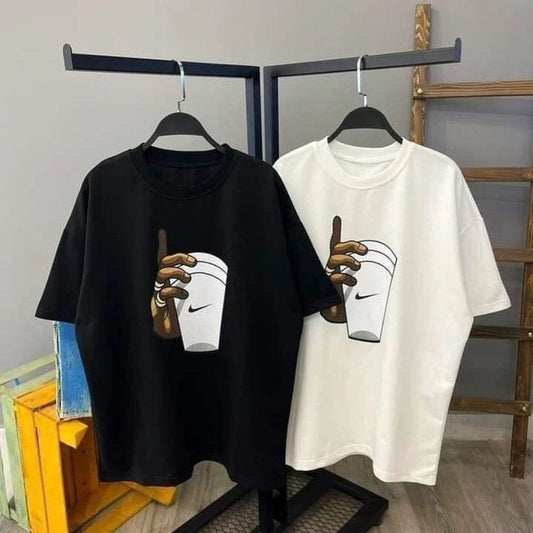 Pack of two oversize drop shoulder t-shirts black and white (coffee)