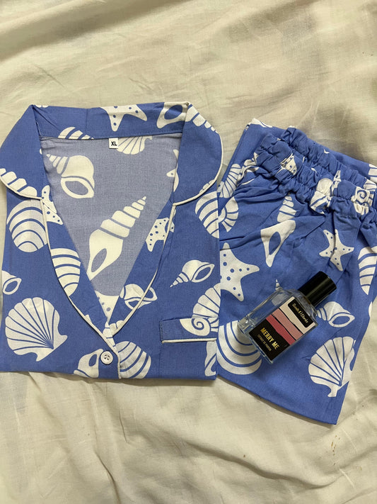 Sea shells summer linen pj suit