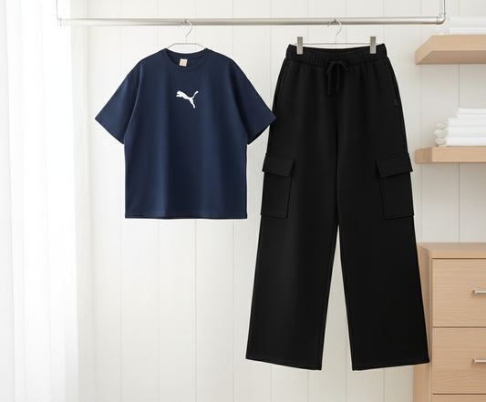Blue PMA Tshirt with cargo trouser set