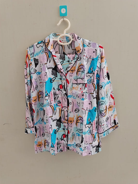 Savage print summer linen pj suit