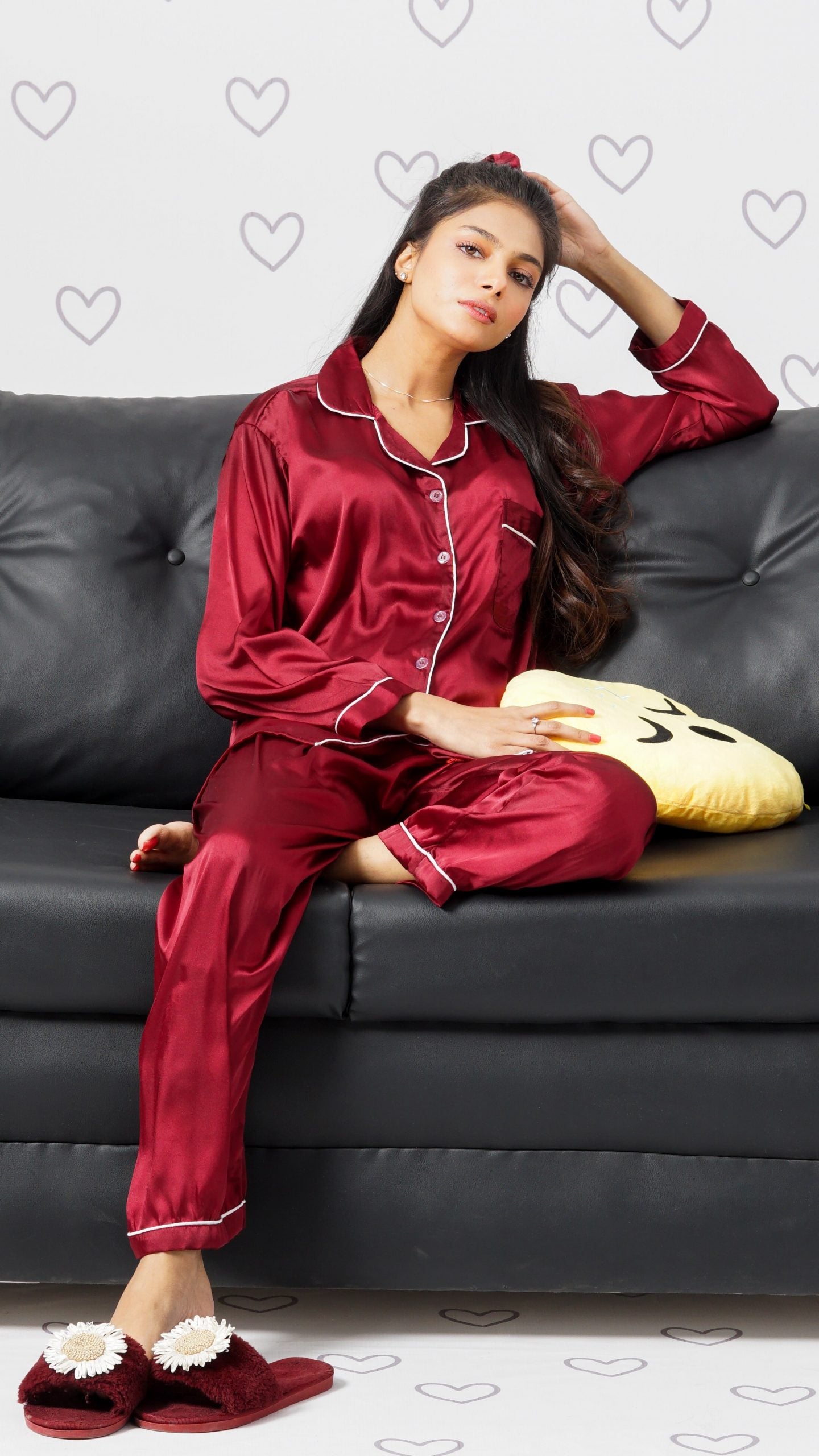 Maroon Silk Pyjamas