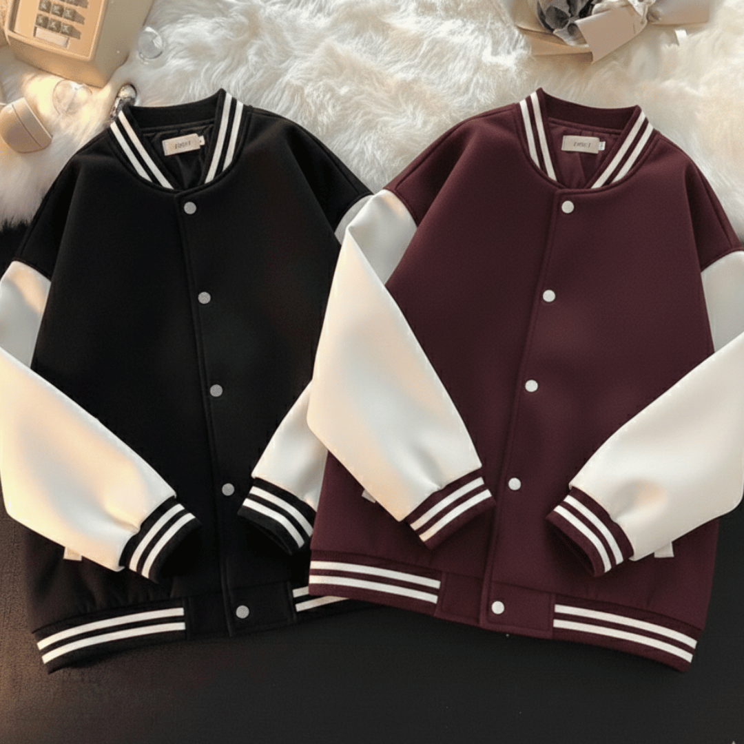 🔥MEGA SALE🔥Pack of 2: Maroon-Black Baseball Varsity Jacket