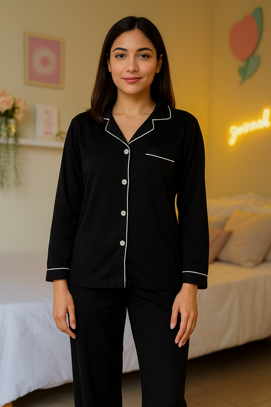 Black summers silk pj suit